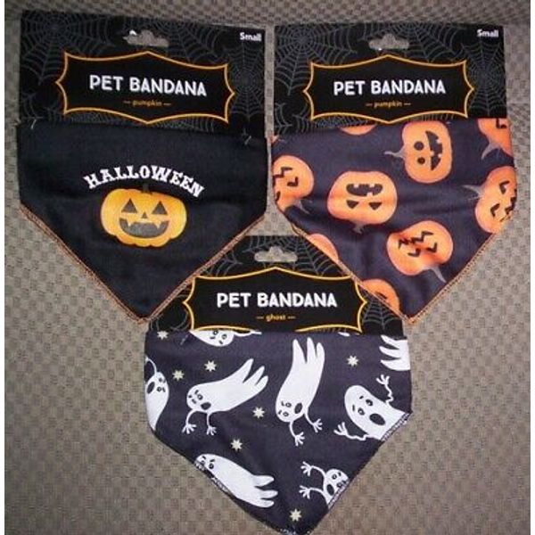 (3) Pet Dog/Cat Costume Halloween Bandanas Size Small