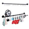 50.4 Inch Pot Bar Rack with 15 Hooks, Pipe Pot Rack Wall Mounted 50.4 inch