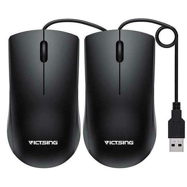 VicTsing 2Pc Ergonomic USB Wired Working Mouse Mice For PC Laptop Mac Windows OS