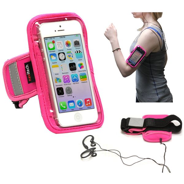 Navitech Pink Running/Jogging/Cycling Water Resistant Sports Armband Compatible With The HTC One Mini