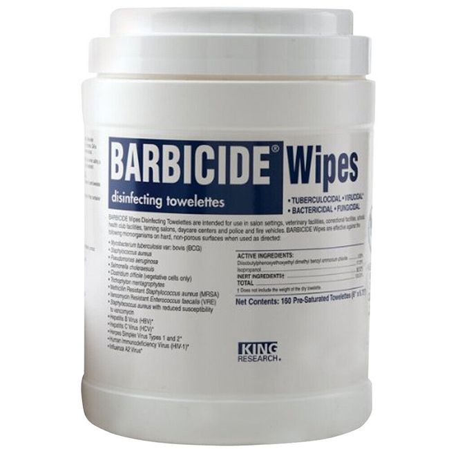 BARBICIDE CLEANING TOWELETTES WIPES STATEBOARD 160 PC