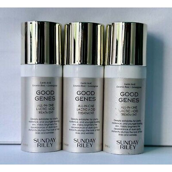 3 x Sunday Rley Good Genes All In One Lactic Acid Treatment 0.81oz Total New