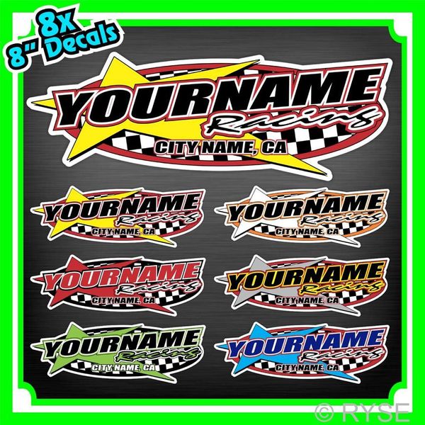 8" Custom Your Name Racing Decals Trailer Car IMCA Model Modified Sprint Stock