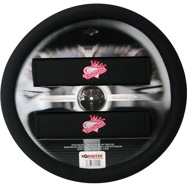 NEW PRINCESS STEERING WHEEL COVER & SHOULDER PADS CUSHION COMFORTABLE PROTECTOR