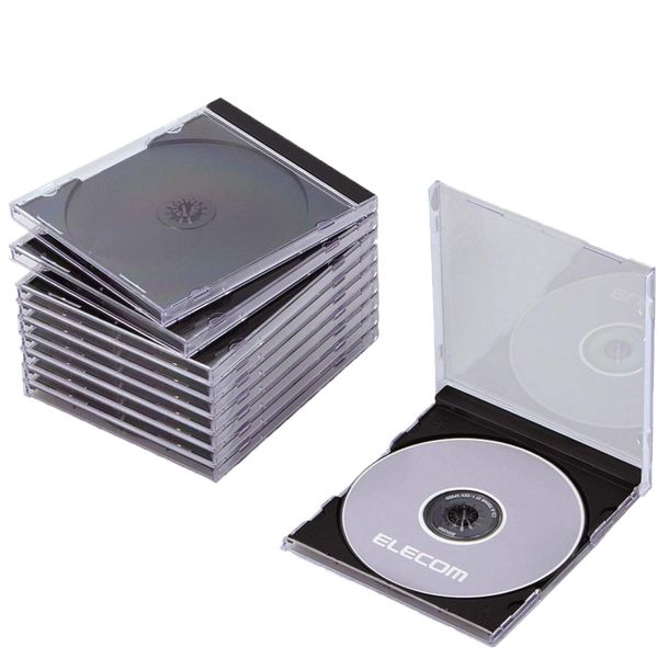 エレコム CD/DVDプラケース/1枚収納/10パック/ブラック