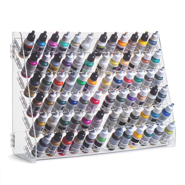 Plydolex Vallejo Acrylic Paint Rack Organizer with 72 Holes for Miniature Paint Set - Wall-mounted Acrylic Paint Organizers And Storage - Paint Bottle Organizer 15.8x5.1x11.6 inch