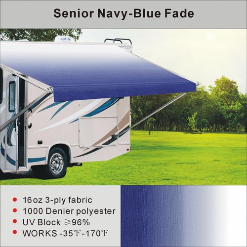Dulepax RV Awning Fabric Replacement(16'2" Fabric) Heavy Duty 16oz Vinyl Fabric -Camper Awning Replacement Universal Replacement RV Awnings for All Awning Brands-Senior Fade Blue