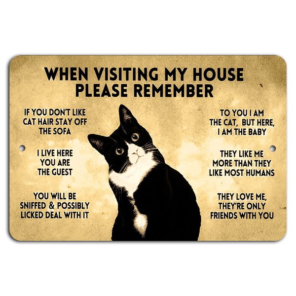When Visiting My House Cat Funny House Rules Sign for Cat Lovers