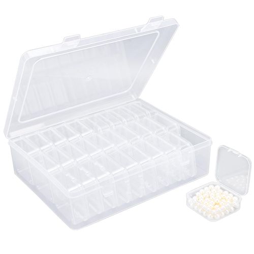 Cosics Bead Organizers and Storage, Clear Plastic Bead Storage Containers with 30 Small Storage Case for Small Projects, DIY Craft Jewelry, Stickers, False Nails, Screws, Seeds