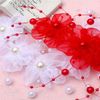 OWIEOW Hair Ornament Gold Pearl Flower Wedding Butterfly Hair Accessory Comb Headdress Bridal Wedding Bride Jewelry Party Reception Coming-of-age Ceremony Handmade Flower Girl (White)