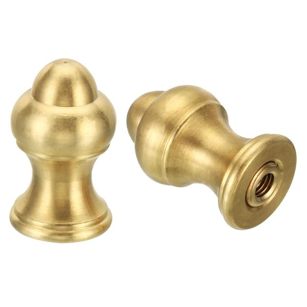 PATIKIL 1.4" Tall Brass Lamp Finials Cap Knob, 2 Set Lamp Screw Holder Tapped 1/4-27 for Table and Floor Lamp Shade Decorations