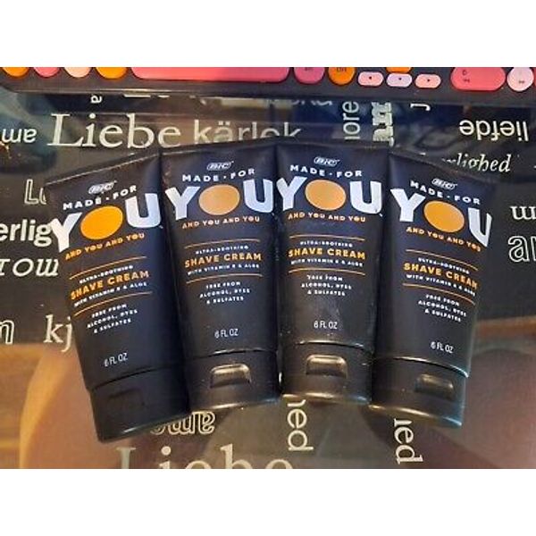 LOT OF 4 BIC MADE FOR YOU ULTRA-SOOTHING SHAVE CREAMS. 6 oz  EACH. NWOB