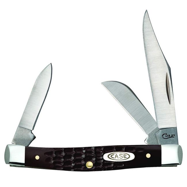 CASE XX WR Pocket Knife Brown Synthetic Jigged Medium Stockman Item #106 - (6344 SS) - Length Closed: 3 1/4 Inches