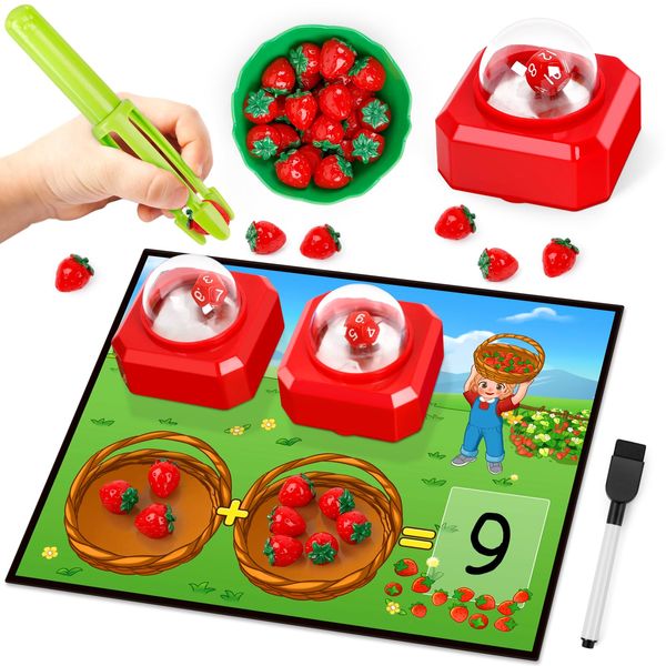 SkilLify Math Board Games for Kids with Dice Poppers, Math Manipulatives Kindergarten Preschool Math Games Counters Toys, Addition and Subtraction Dice Games Homeschool Supplies Classroom Must Haves