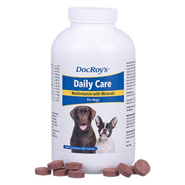 Doc Roy's Daily Care Multivitamin with Minerals for Dogs- Canine Daily Health Supplement- 365 ct Tablets