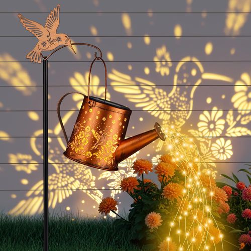 Solar Watering Can Light, Solar Powered Hanging Lantern Landscape Lights, Decorative Garden for Yard Waterproof Garden Decor, Gifts for Mom, Grandma（Hummingbird）