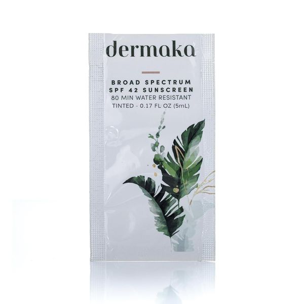 Anti-Aging Sunscreen SPF 42 for All Skin Types - 5ml 25 Packets Water Resistant 80 min. Mineral-Based Lightly Tinted Sunscreen.