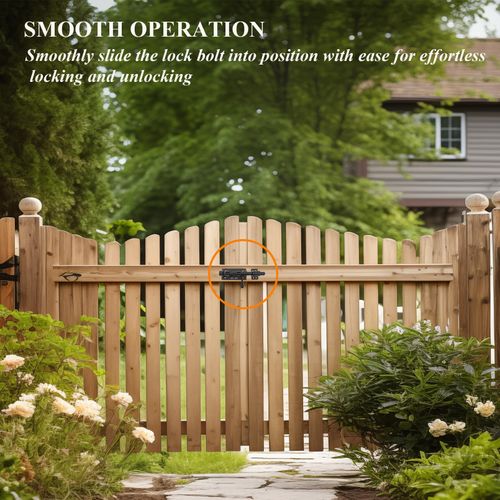 Slide Bolt Gate Latch Thickened Heavy Duty Door Latch Lock 304 Stainless Steel Barrel Bolt Lock Black Solid Gate Lock Door Latches Hardware with Screws and Dust Canister