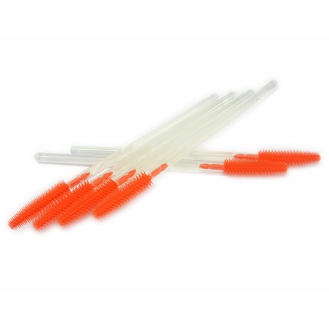 50 Count Disposable Eyelash Brushes Clear Mascara Extension Applicator Brush Wands Silicone (Orange)