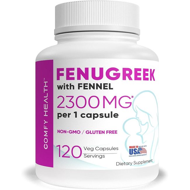 COMFY HEALTH Breastfeeding Fenugreek Capsules For Lactation 120 Capsules 2300 mg