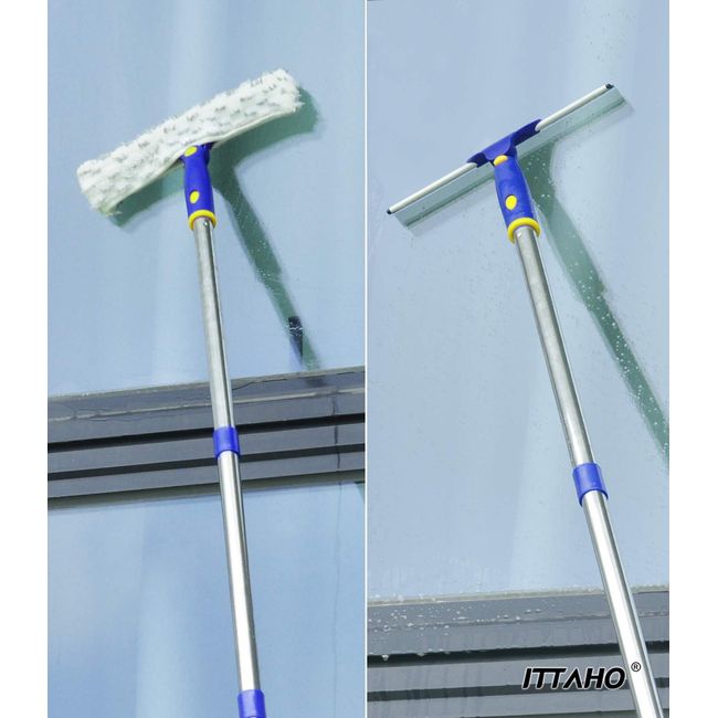 ITTAHO Double Sided Window Cleaner Squeegee with 53 Long Handle Poles