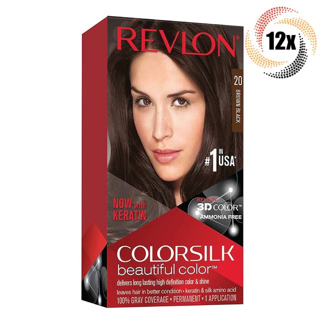 12x Packs Revlon Brown Black Permanent Colorsilk Beautiful Color Hair Dye | #20