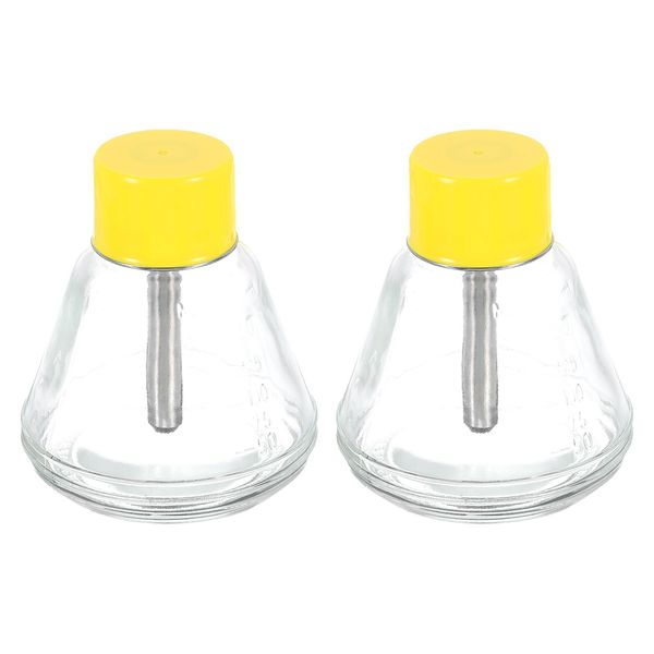 sourcing map 2pcs Glass Solvent Alcohol Dispensers 180ml(6.1oz) Conical Push Down Liquid Dispenser Pump Bottle with Plastic Lid and Copper Core for Acetone Polish Remover