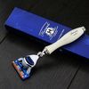Shiny Ivory Colour Curve DEIGNED Handle 5 Edge Cartridge Razor Head for Men's