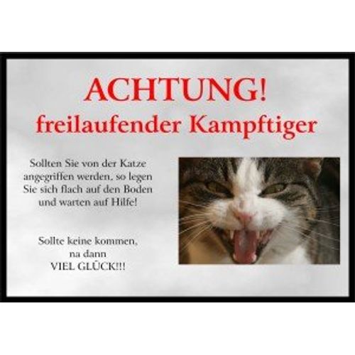 Indigos UG - Achtung/Fun Sign - Cat Door Sign A5 Approx. 21 x 15 cm 3 mm PVC - Door Sign for Cage, Kennel, Pet, Door, Animal, Aquarium