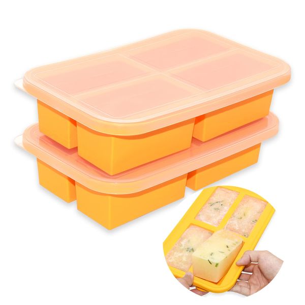 Extra großes Silikon-Suppen-Gefriertablett, Souper-Würfel, Babynahrung, Gefrierbehälter, Suppen-Gefrierbehälter für Suppe, Soße, Mahlzeiten, 300 ml Portion (2)