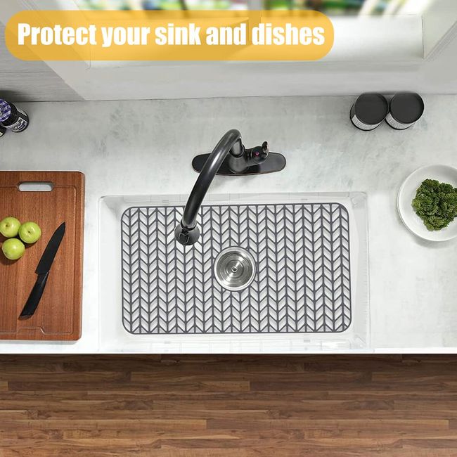 Rubber Dish Drying Mat, Silicone Sink Mat, Sink Protectors For