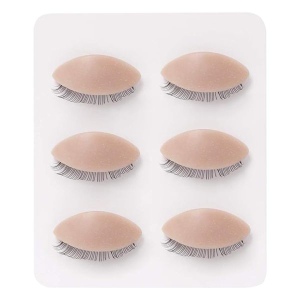 3 Pairs Replaced Eyelids, Mannequin Eyelids, Removable Eyelids Lash Mannequin Silicone Training Mannequin Head, for Eyelash Training Practice Makeup Eyelash Extensions (Pink)