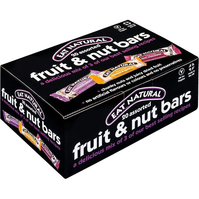 Eat Natural Bars |20 Assorted Fruit & Nut Cereal Bars Multipack |7x Almond & Sultana, 7x Almond & Apricot, 6x Cranberries & Macadamias – Gluten Free Snack Bars | Natural Ingredients | Sold by EPL