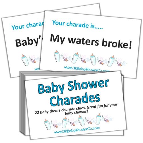 Baby Shower Party Game - Charades (Blue)