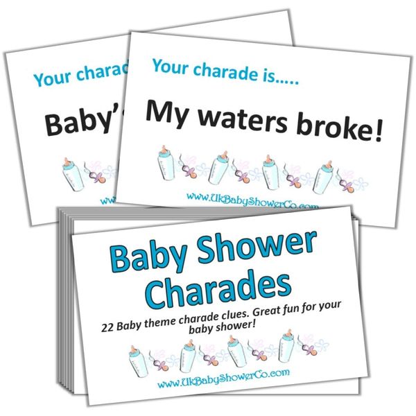 Baby Shower Party Game - Charades (Blue)