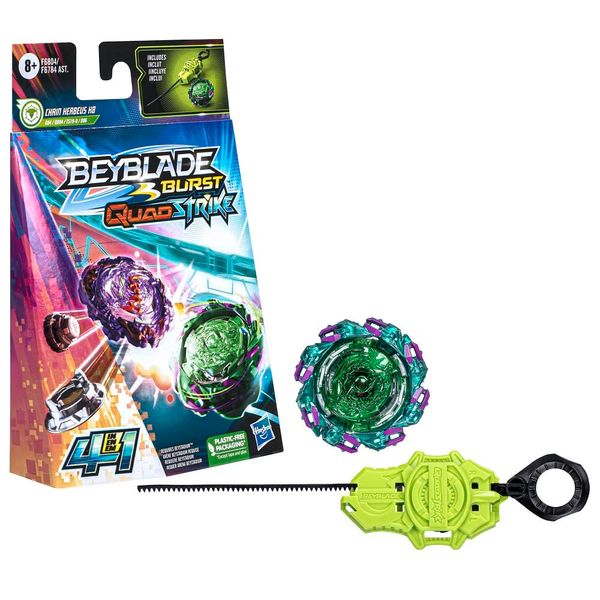 BEYBLADE Burst QuadStrike Chain Kerbeus K8 Spinning Top Starter Pack, Defense/Stamina Type Battling Game with Launcher, Kids Toy Set