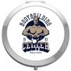 Bodybuilding center 1983 statement (bodybuilder design graphic) [BSTS1] folding compact pocket mirror - silver round circle shape