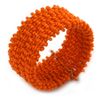 Avalaya Fancy Orange Glass Bead Flex Cuff Bracelet - Adjustable