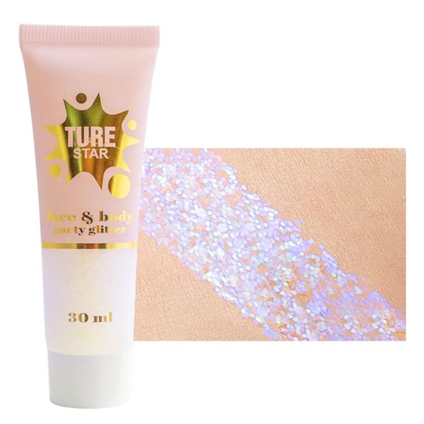 Body Glitter Gel, Face Glitters Body Gel Sequins Shimmer Liquid Eyeshadow, Glitter Sequins Chunky für Glitzer Gesicht Haare Lippen Nägel Make Up Kosmetik Festival Party,30ML