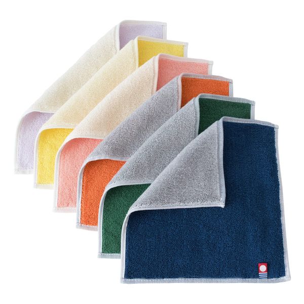 Bloom Imabari Towel Certified Handkerchief, Canvas Handkerchief, 100% Cotton, Women's, Men's, Hand Towel, Compact, Made in Japan, a. Set of 6 pieces (each color 1 piece)