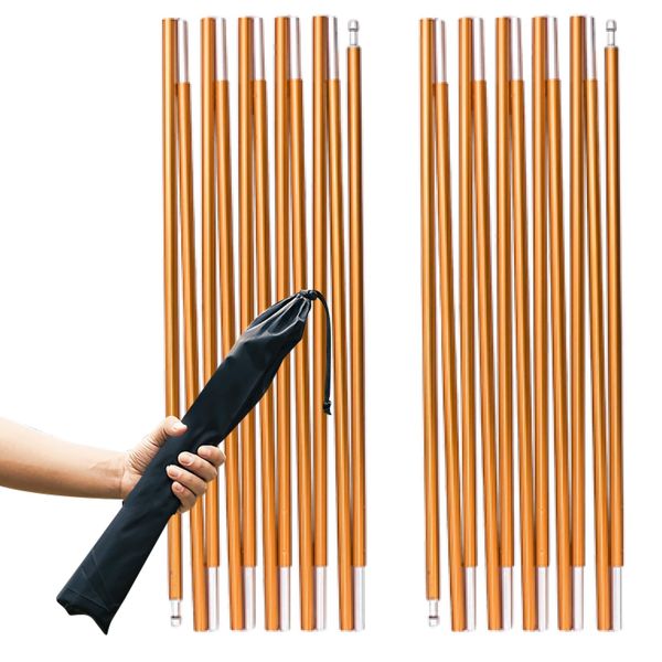 TRIWONDER 2 Stück Zeltstange, Alu Zeltstange Reparatur Set, Tarp Pole Tarpstange, Aufstellstangen Ersatz-Zeltstangen für Camping Wandern Tarp Zelt (Gold - 4.04m)
