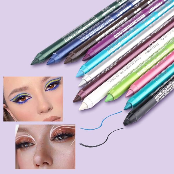 Riceel 12 Eyeliner Colori Ombre Penna, impermeabile, Eyeliner Neon Matt Glitter Kit Colorato Eyeliner Donne Eye Liner Professional Eye Make-up Set