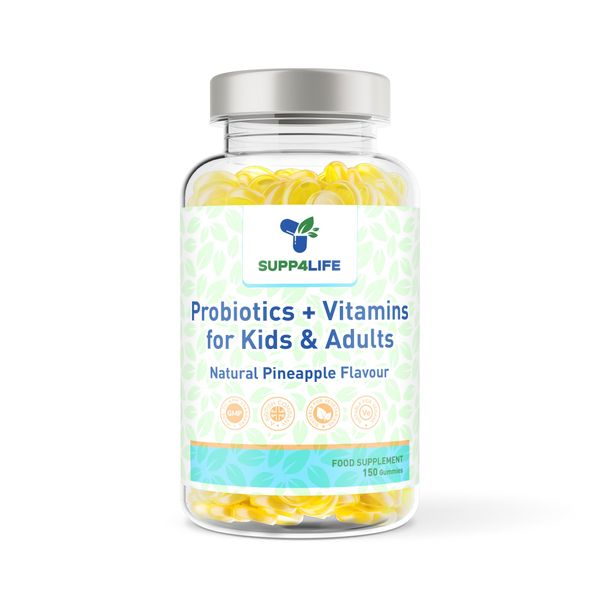 Probiotic & Vitamin Gummies for Kids & Adults - 150 Pineapple Flavor - Immune & Digestive Support - Vegan, Non-GMO, Gluten-Free