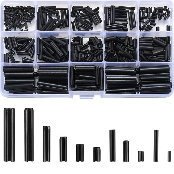 460 Pcs Roll Pins Assorted, Slotted Spring Roll Pins Assortment Set, Steel Split Spring Dowel Tension Roll Pins, Metal Hollow Spring Pins Mixed Sizes - M1.5/M2/M2.5/M3/M4/M5/M6