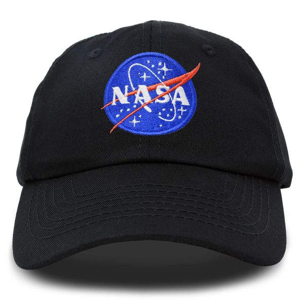 DALIX NASA Hat Soft Baseball Cap Embroidered Space Meatball Logo in Black