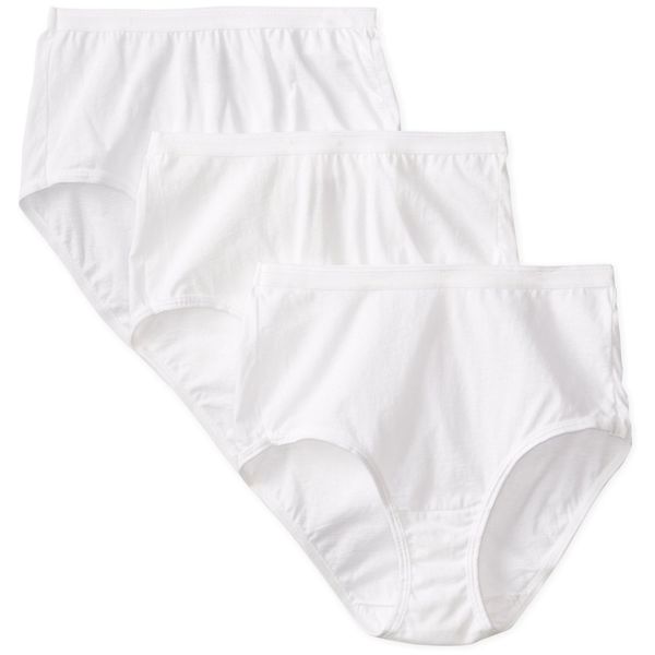 Fruit of the Loom womens Fruit Loom Women's Comfort Covered Cotton Panties - White briefs underwear, Cotton White, Pack of 3 , 8 US