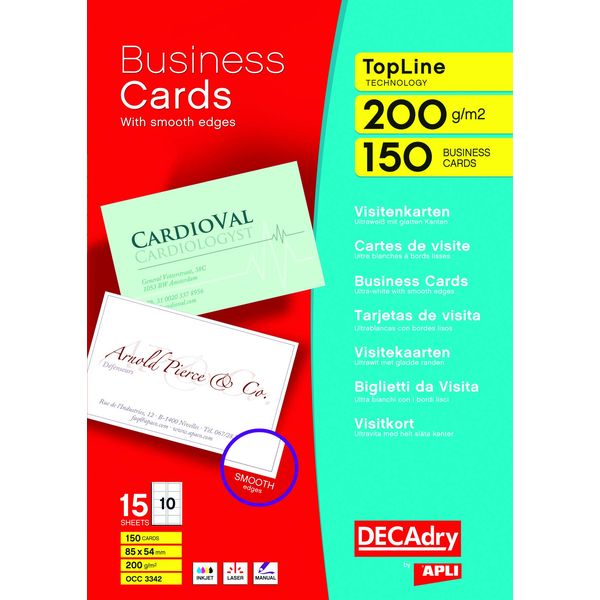 DECAdry TopLine Business Cards Straight White - Ref OCC3342 (Pack 150)