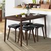 5PCS Dining Table Set for 4 w/ 4 Upholstered Stools Rubber Wood Legs for Kitchen