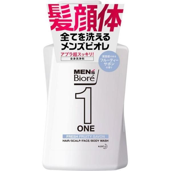 Men&#39;s Biore ONE All-in-One Body Wash, Fruity Savon Scent, 480mL