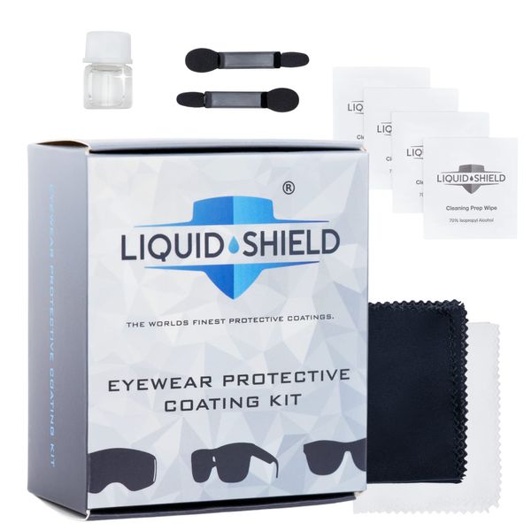 Liquid Shield Eyewear Protective Coating Kit – Eye Glasses Lens Cleaner - Includes Microfiber Suede Cleaning Cloth, Silk Cloth – Prevents Scratches on Sunglasses, Delicate Surfaces